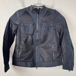 Harley Davidson Jacket Riding Coat Zephyr Mixed Media‎ Mesh Solid Black Zip Up